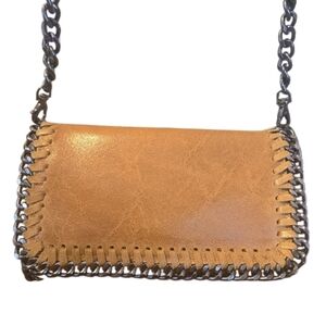 Borse In Pelle Made In Italy Distressed Leather With Chain Crossbody In EUC
